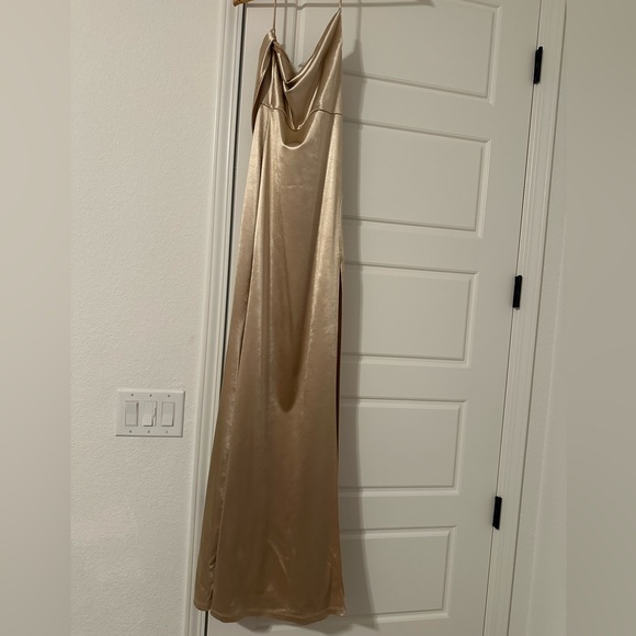 Windsor Gold/Champagne Satin Backless Mermaid Dress - Picture 4 of 4